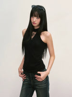 Black Cutout Halter Top