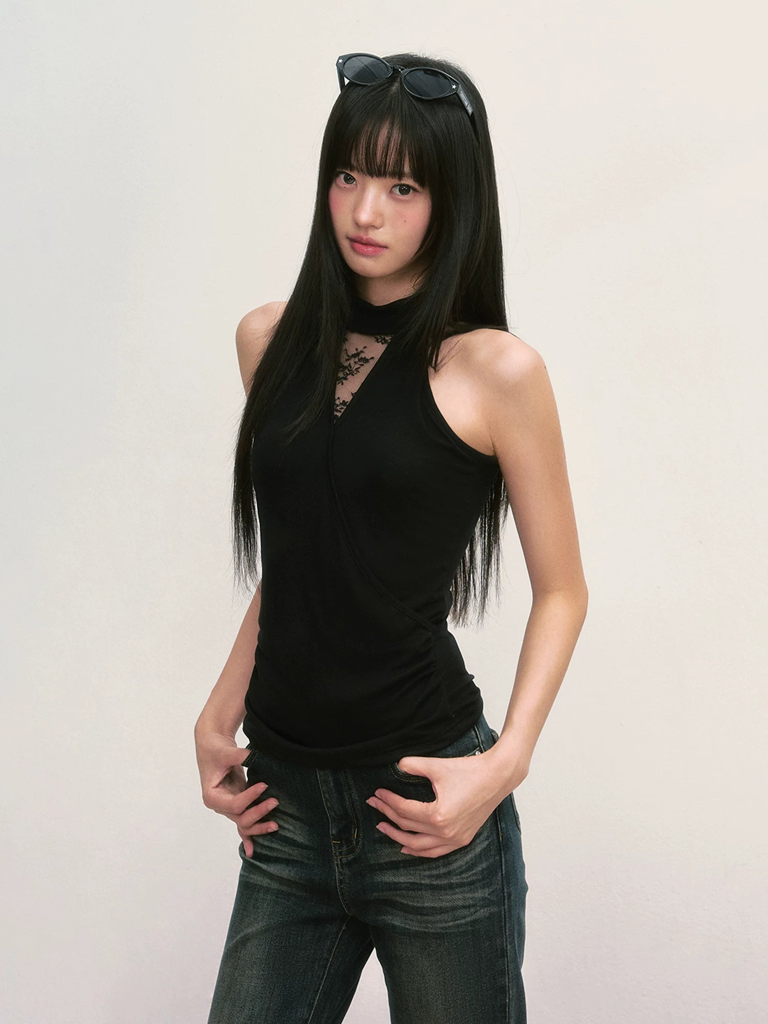 Black Cutout Halter Top