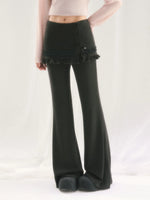 Gray Layered Flare Pants