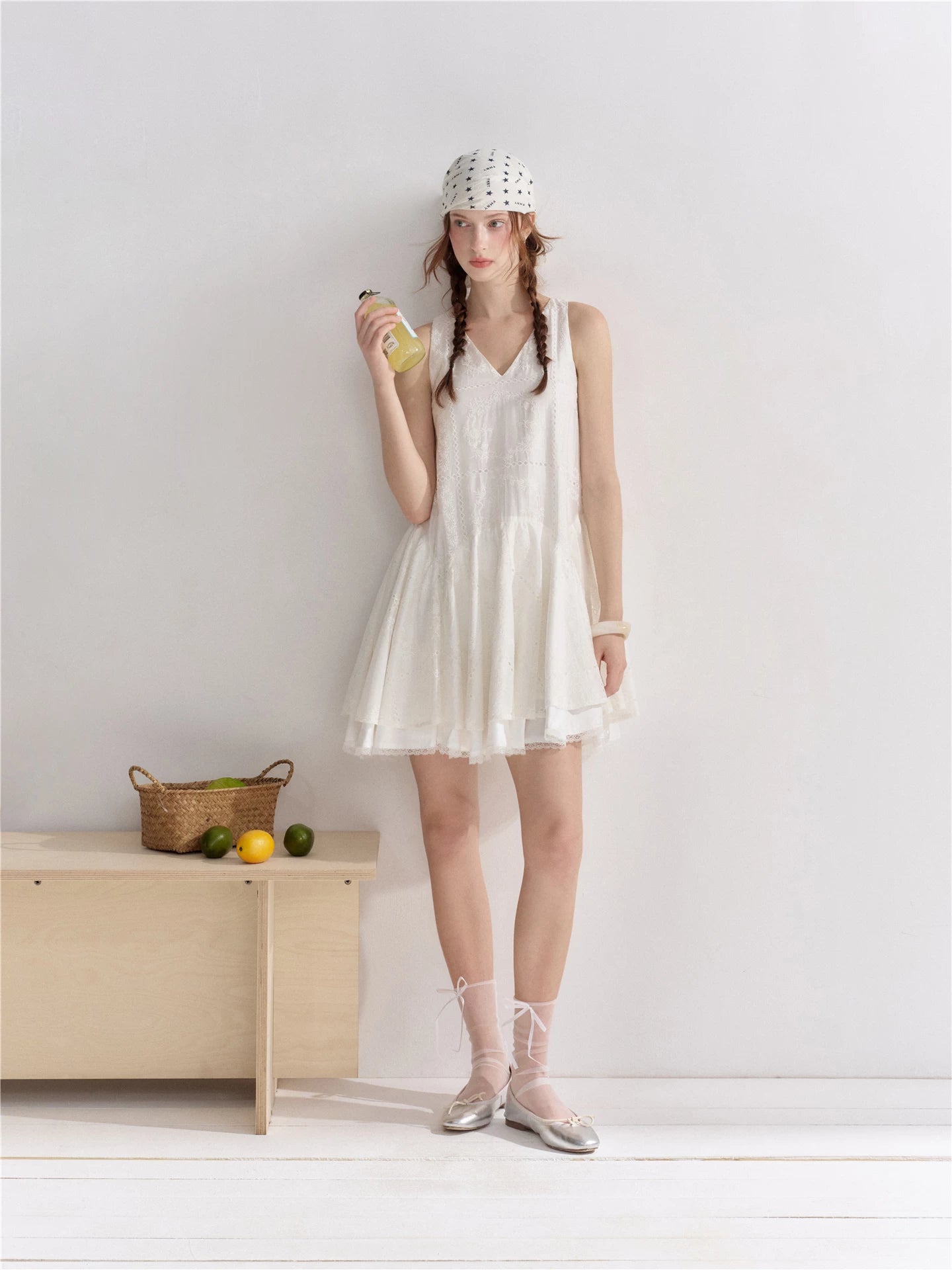 Embroidered Lace Midi Dress