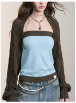 Colorblock Wool Bustier Set