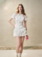 Embroidered Lace Waist Shirt & Skirt Set