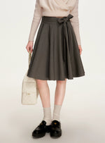 Gray Bow-Tie A-Line Skirt