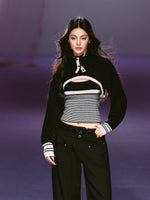 Striped Turtleneck Vest Set