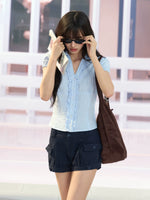 Blue Plaid Crop Shirt