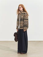 Jacquard Fleece High-neck Oversized Jacket