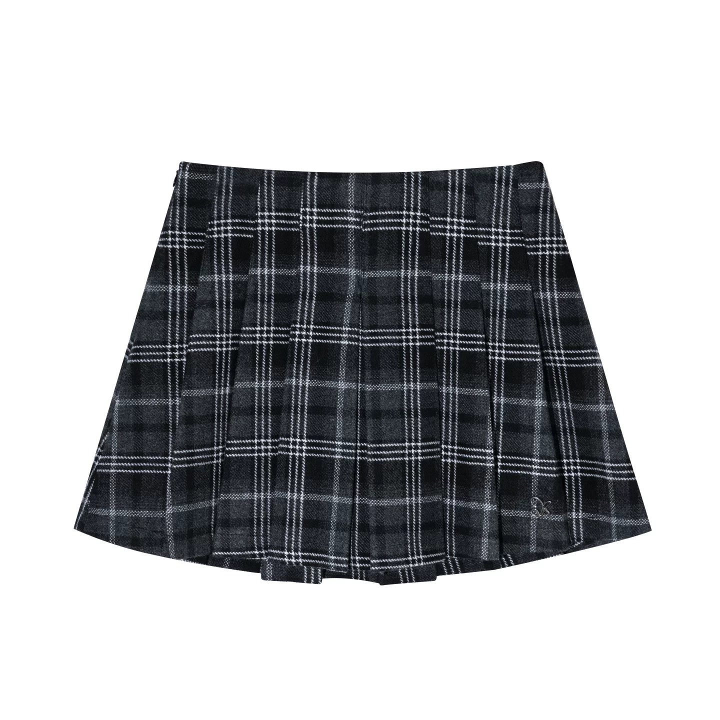 Plaid Wool Pleated Skirt