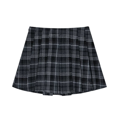 Plaid Wool Pleated Skirt