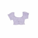 Jacquard Puff Sleeve Crop Top