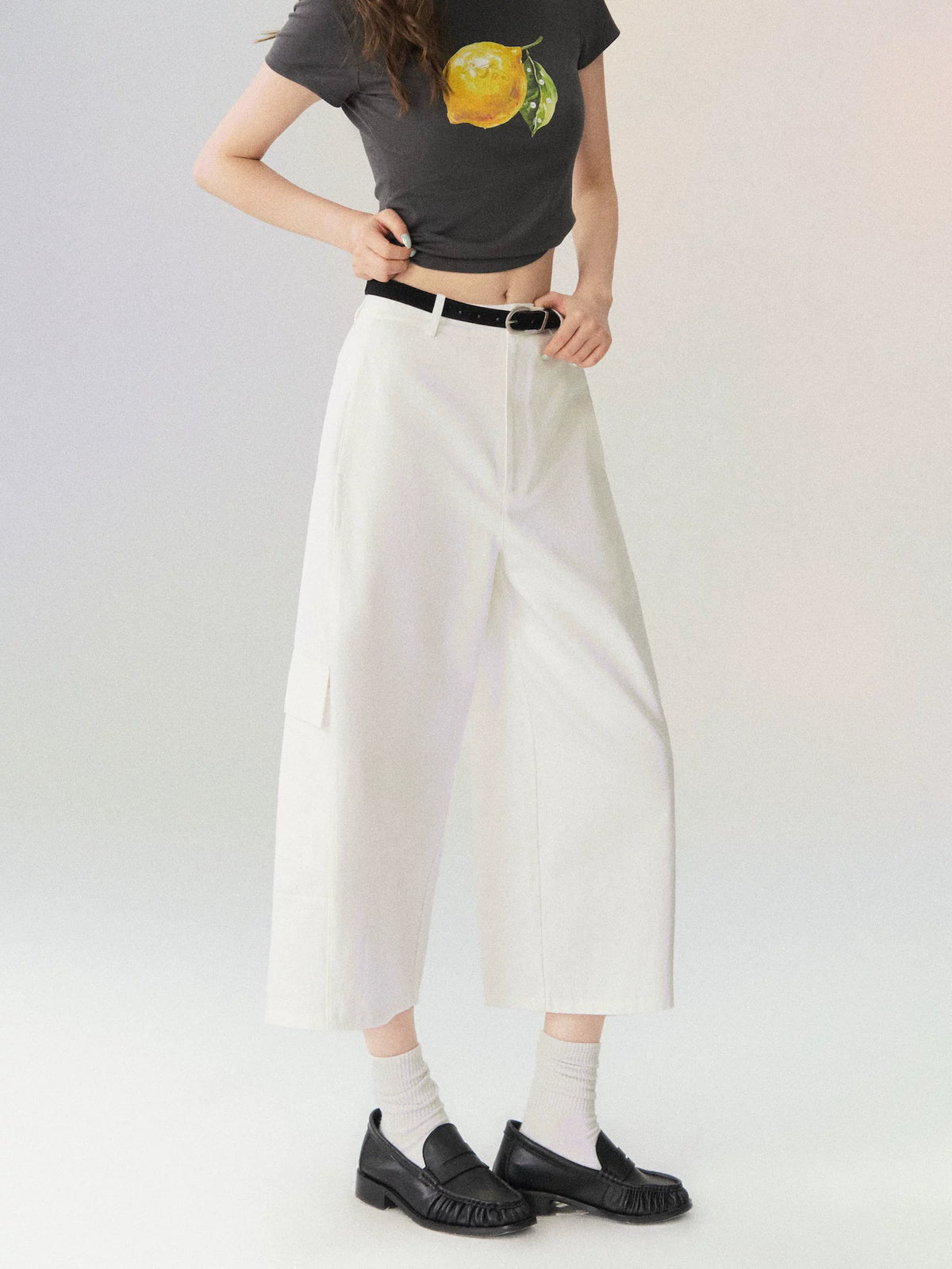 Workwear Casual Cropped Denim Pants