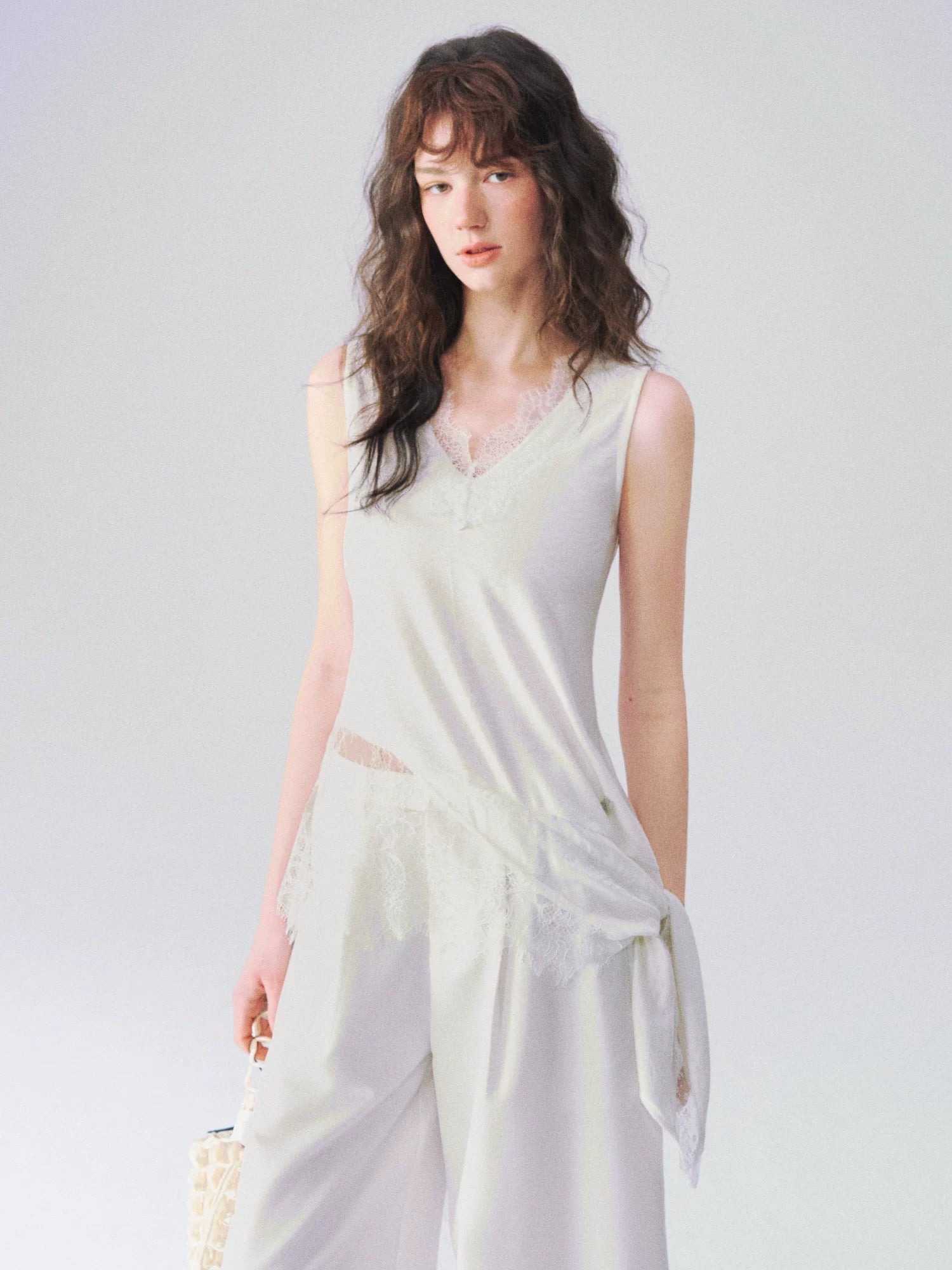 Irregular Lace V-Neck Top
