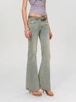 Blue Washed Flare Jeans
