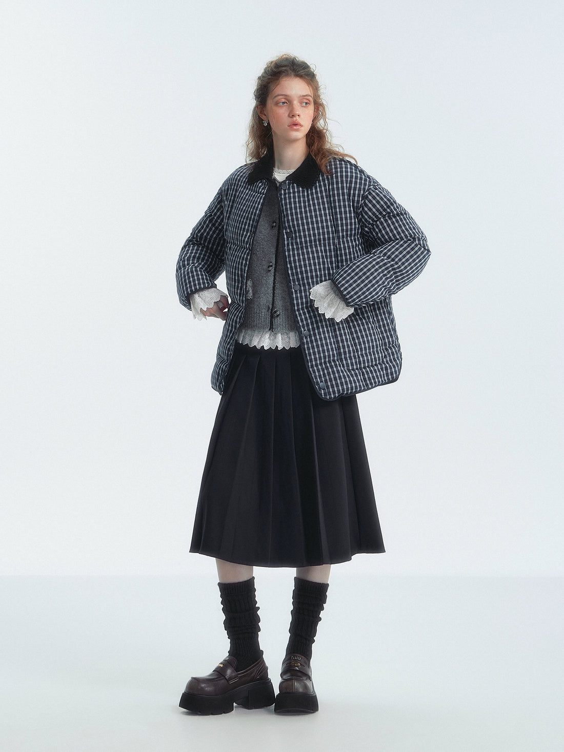 Collarless Colorblock Down Jacket