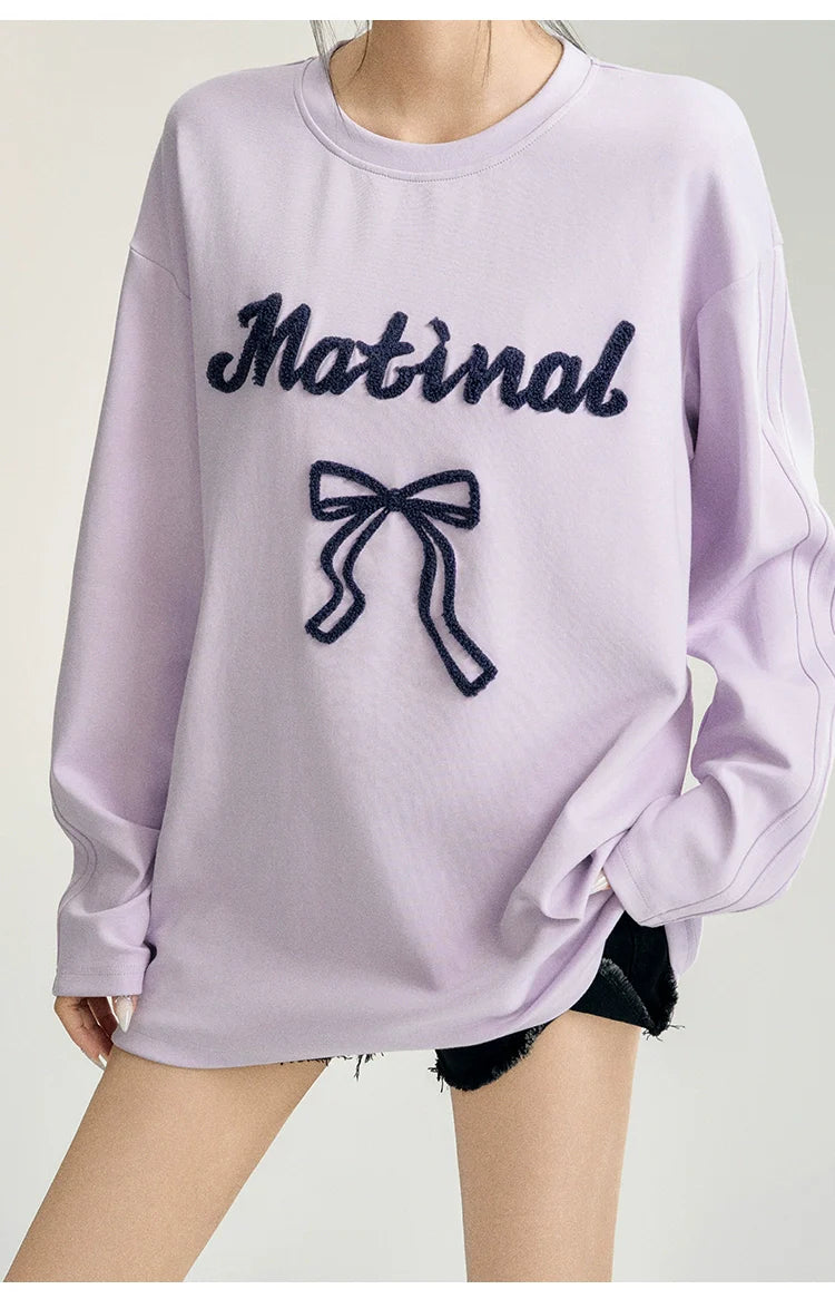 Off-white &amp; Purple Bow Embroidered Crewneck T-Shirt