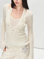 100% Wool Shimmer Halter Layered Top