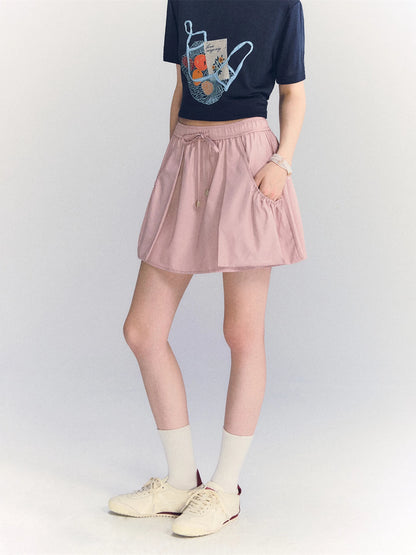 Drawstring A-Line Skirt