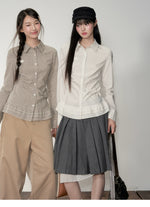 Khaki & White Vintage Plaid Blouse