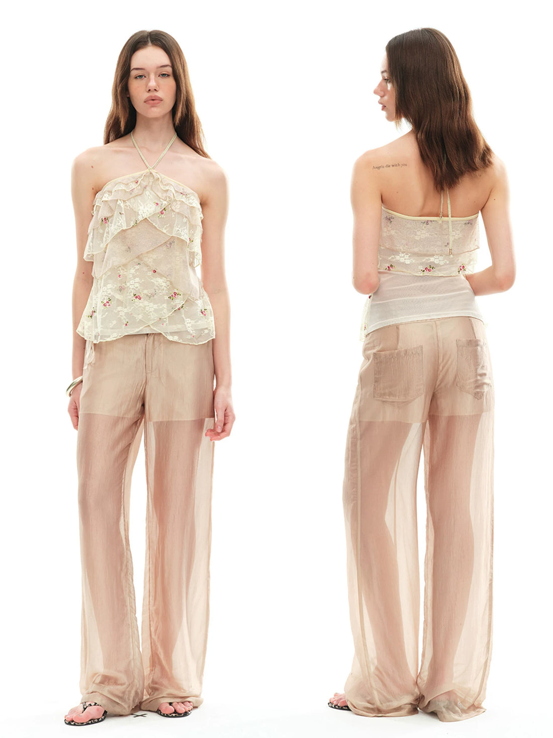 Embroidered Lace Halter Camisole