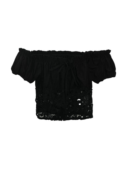 Black Off-Shoulder Lace Top