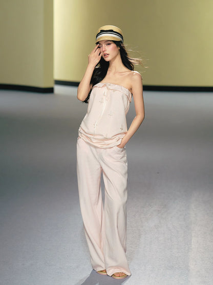 Beaded Stripe Top Pants Set