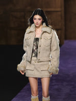 Oatmeal Quilted Wool Jacket & Skirt Set