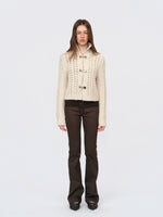 Ivory & Red Cutout Knit Cardigan