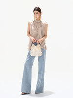 90S Metal Button Wide-Leg Jeans
