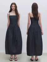 Pleated Tie Cami Dress