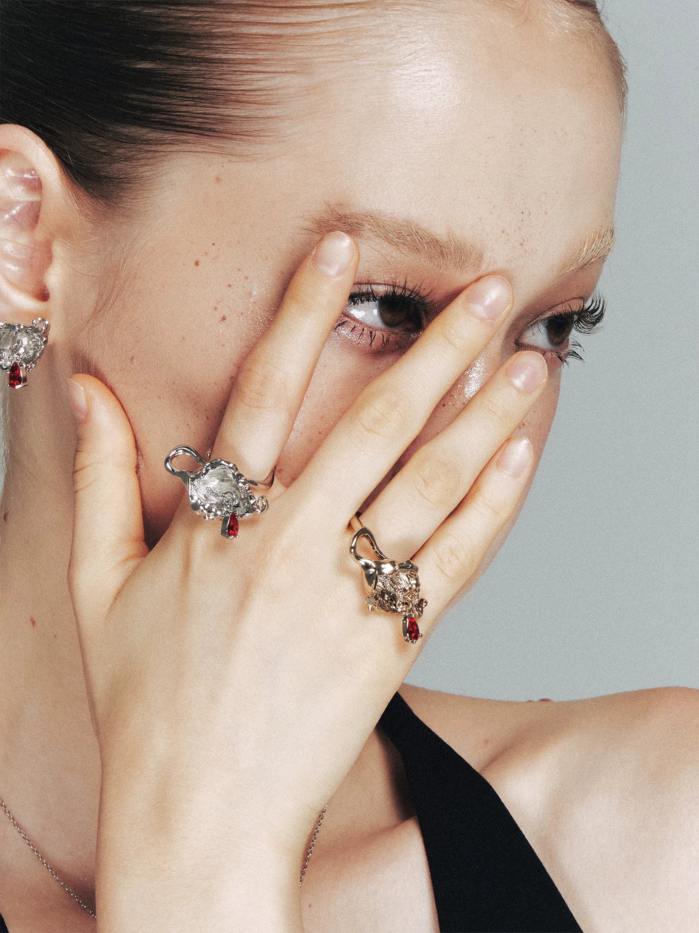 1JINN M2M Floral Teardrop Open Ring – CHINANIO