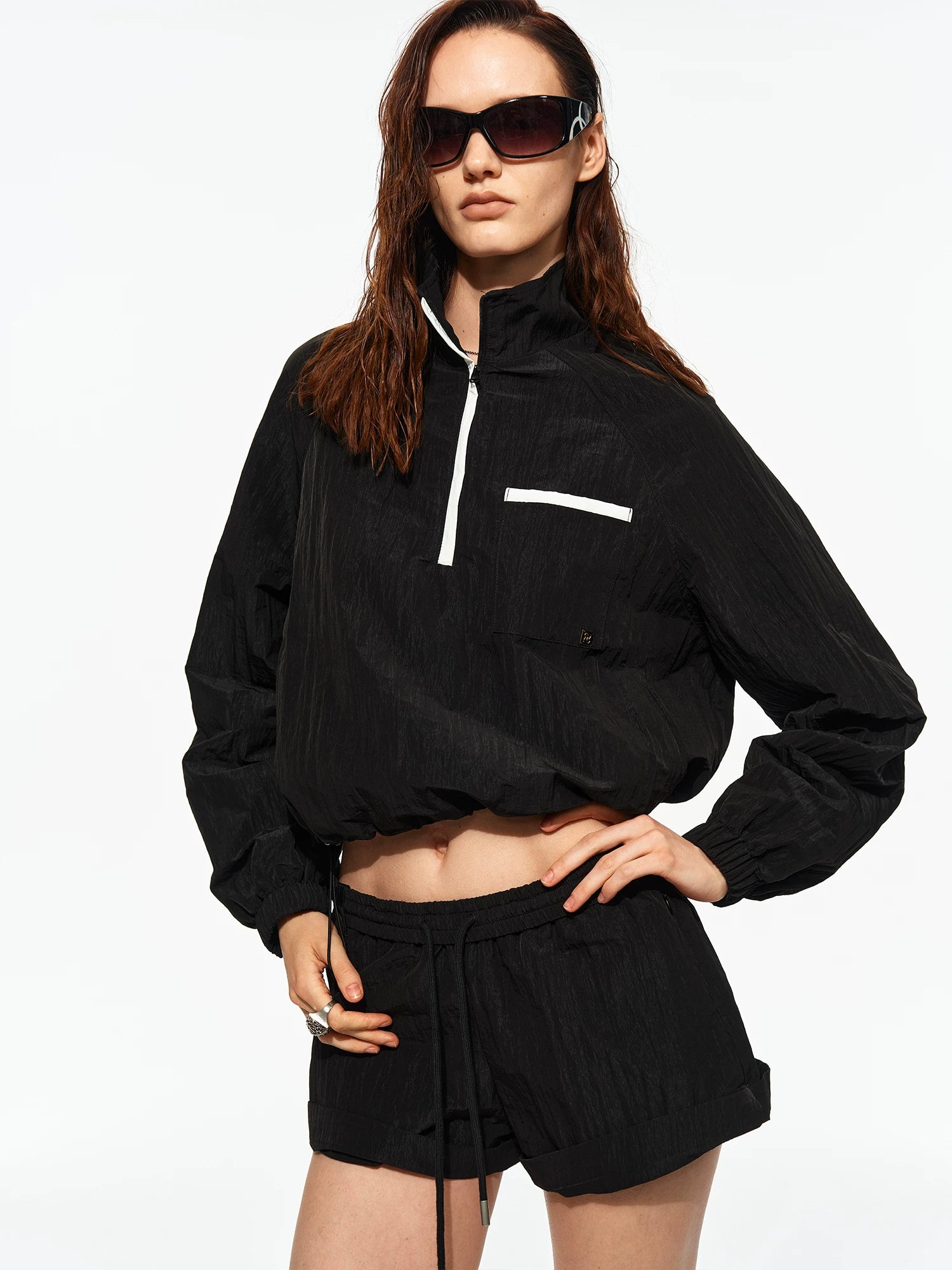 Airy Zip Shorts Set
