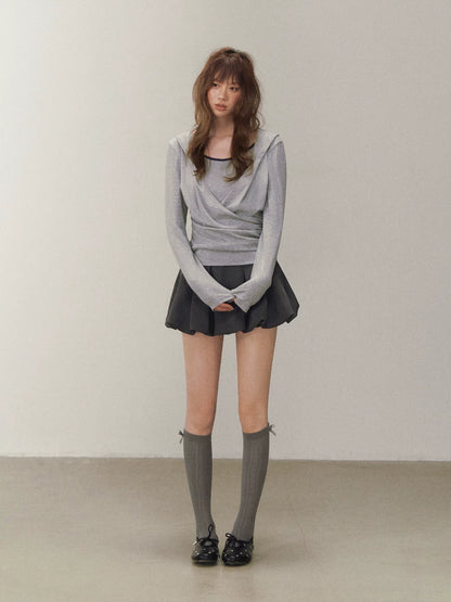 Cross Hooded Long Sleeve Tee
