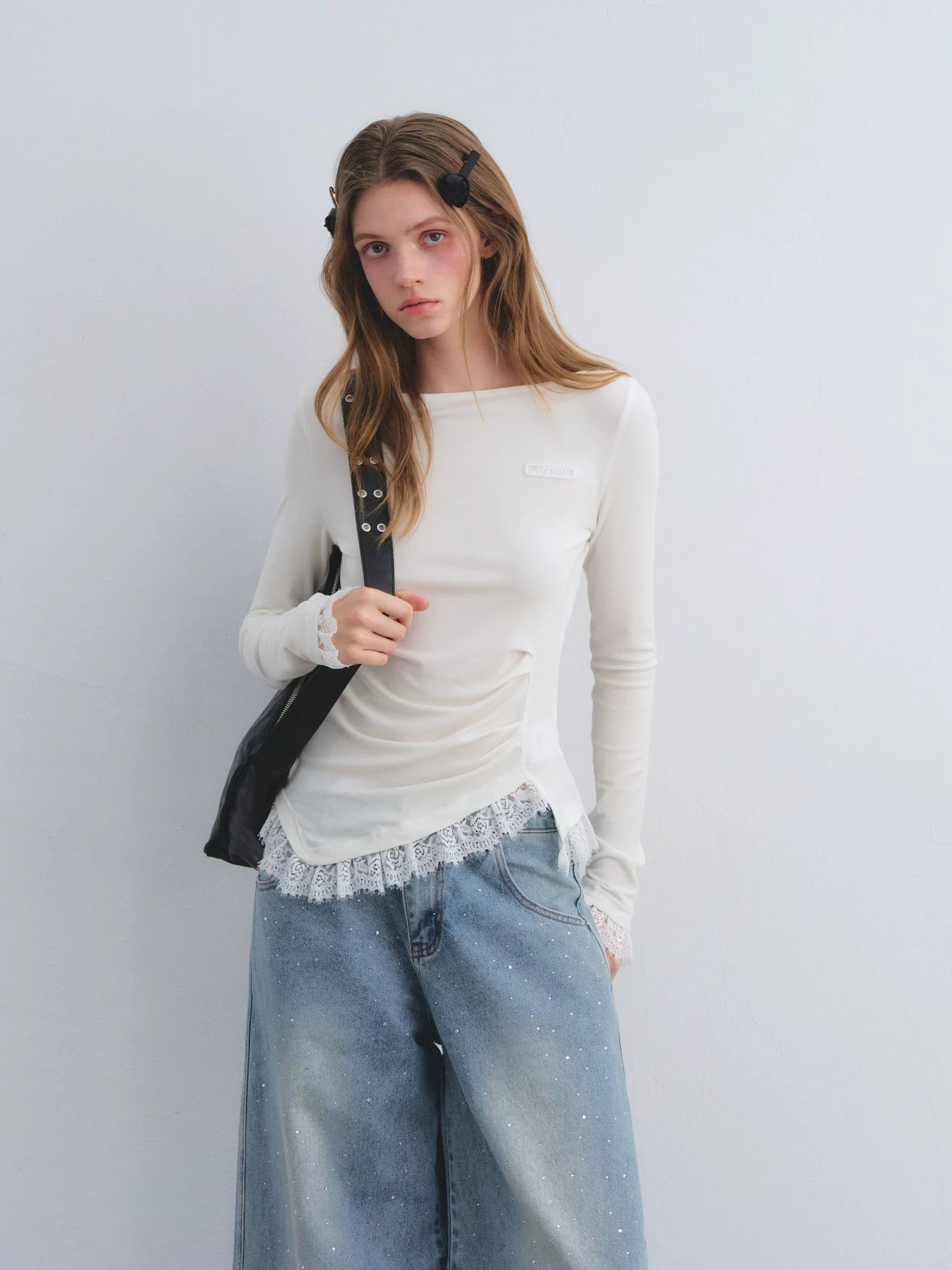 Lace Hem Knit Top