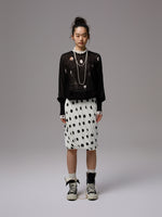 Polka Dot Hollow Knit Bubble Pullover