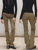 Vintage-Wash Slim Khaki Pants