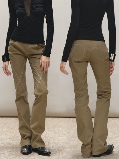 Vintage-Wash Slim Khaki Pants