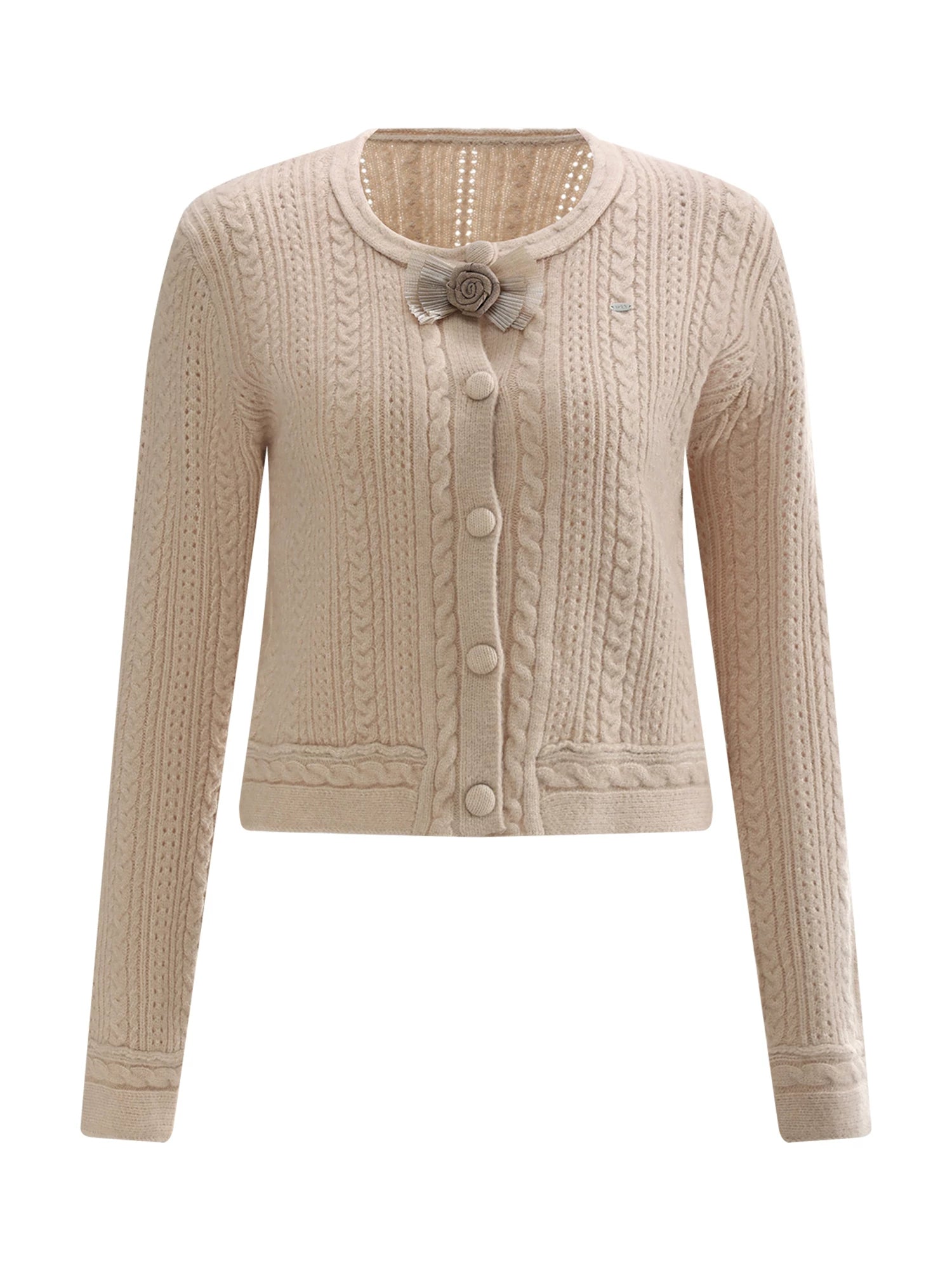 Light Brown Knit Cropped Cardigan
