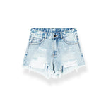 Blue Irregular Distressed Denim Shorts