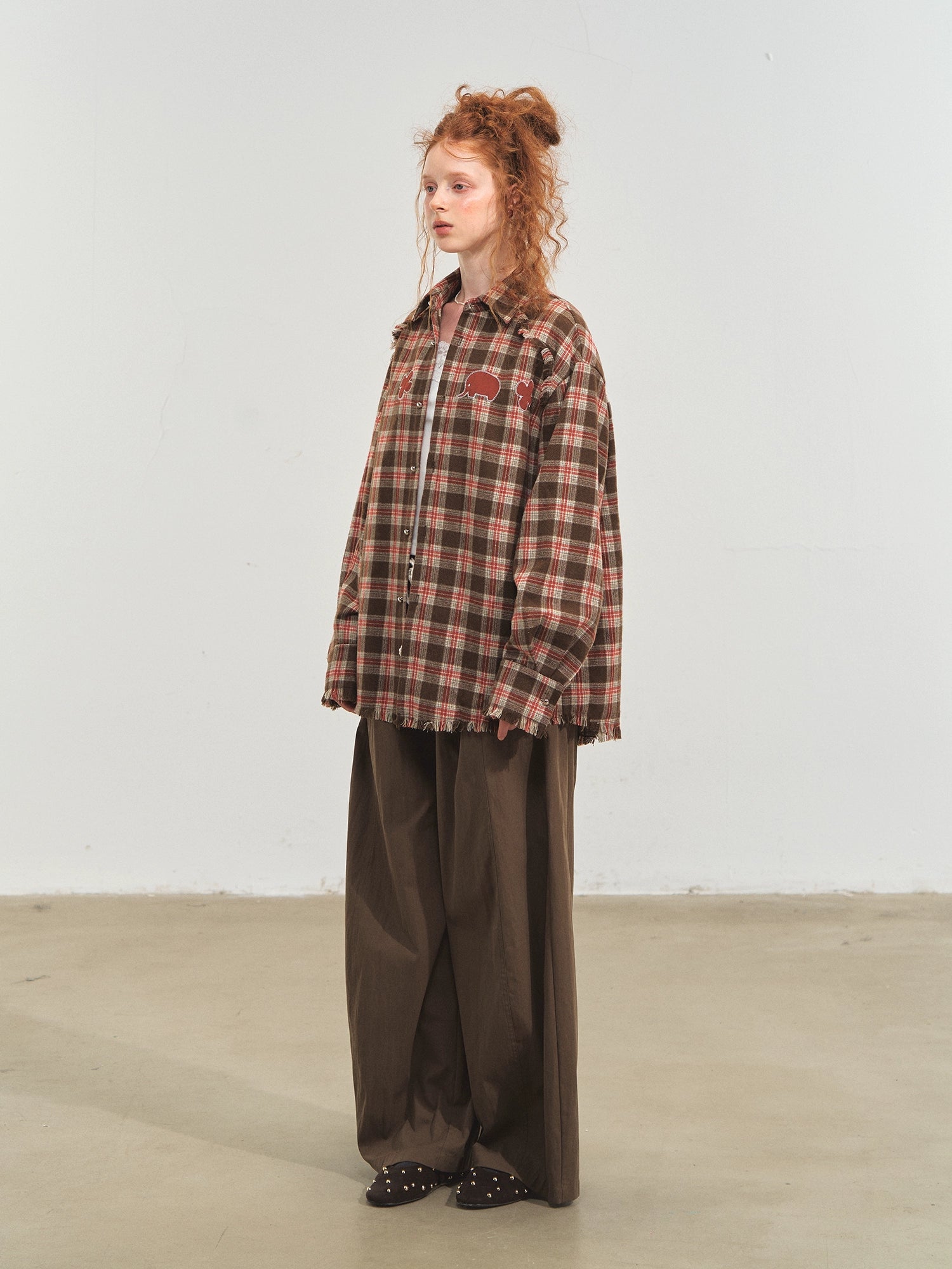 Blue &amp; Red Fringed Plaid Shirt