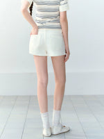 White High-Waist Denim Shorts