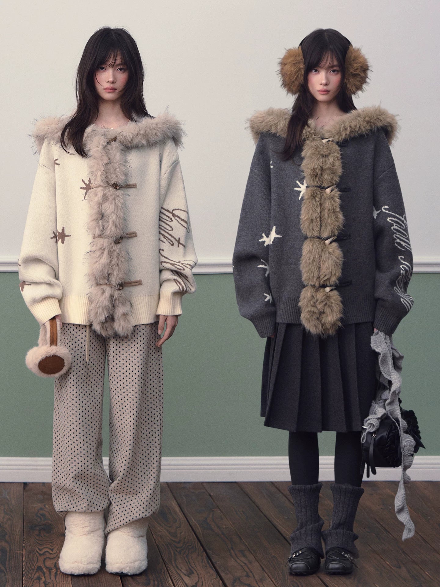 Hooded Toggle Knit Jacket