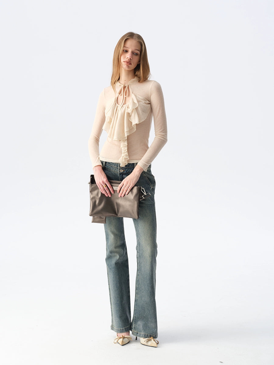 Sheer Wool Ruffle Top