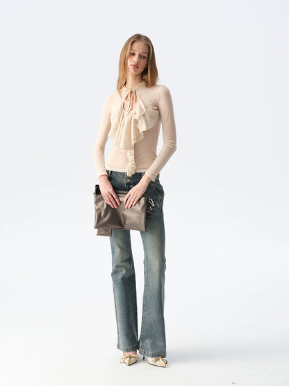 Sheer Wool Ruffle Top