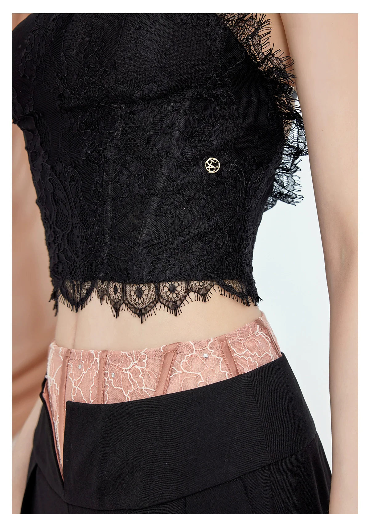 Naomi Lace Mesh Boned Backless Corset