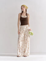 Floral Lace Wide-Leg Pants