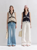 Lace Trim Polka Dot Vest
