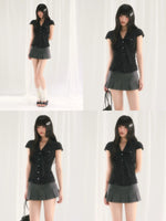Black Polka Dot Tie Top