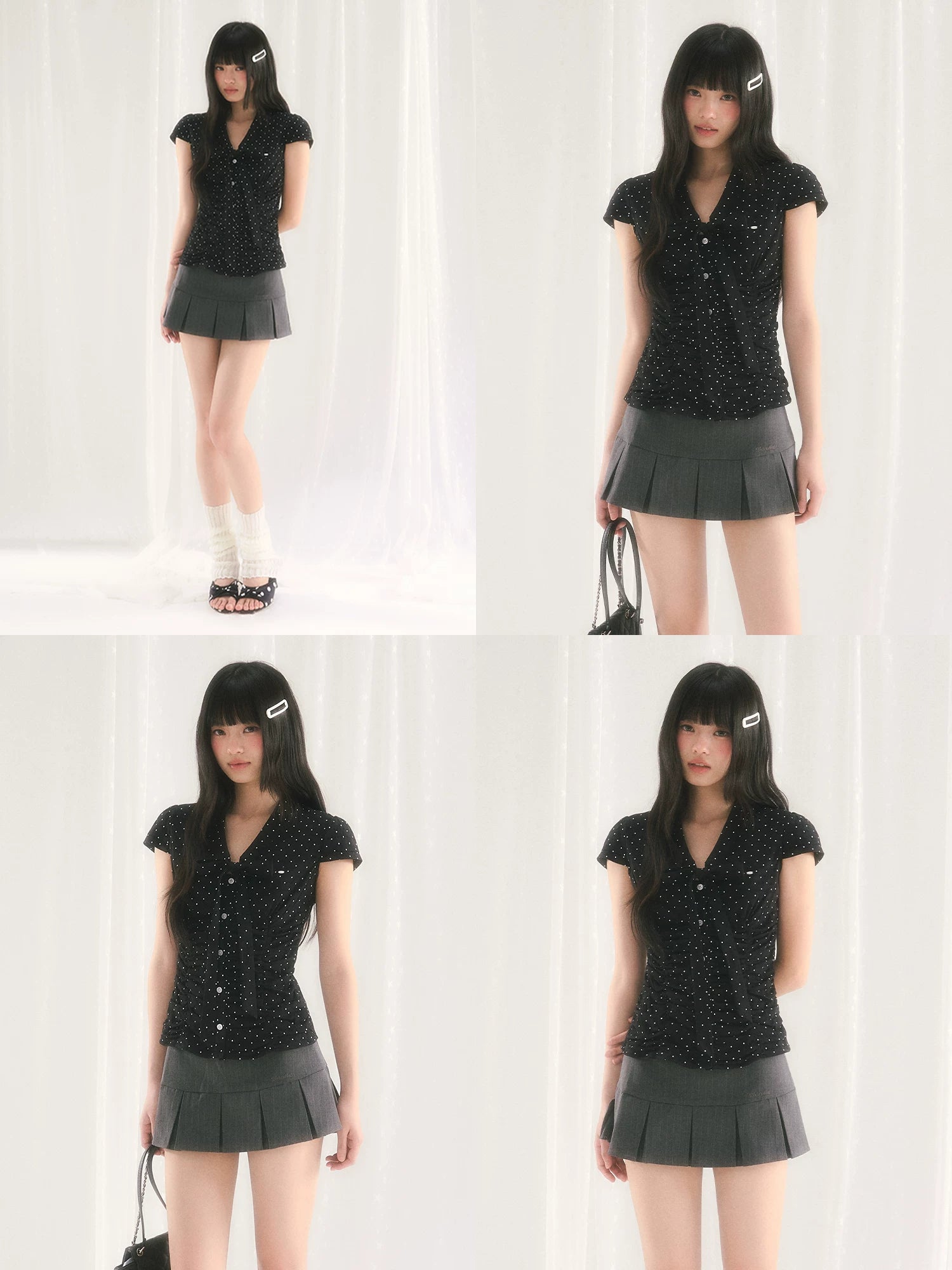 Black Polka Dot Tie Top