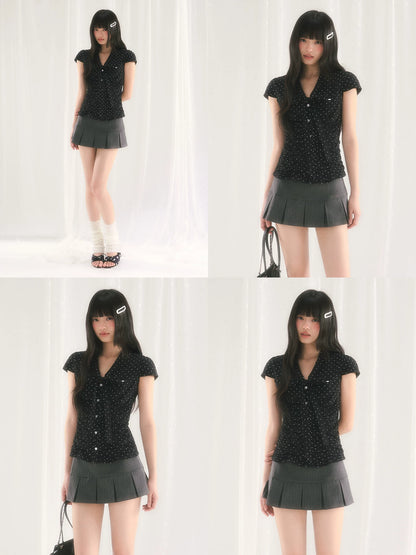 Black Polka Dot Tie Top
