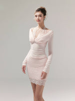 Lace Knit 2-in1 Blouse & Skirt Set