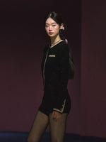 Tweed Colorblock Cardigan Shorts Set